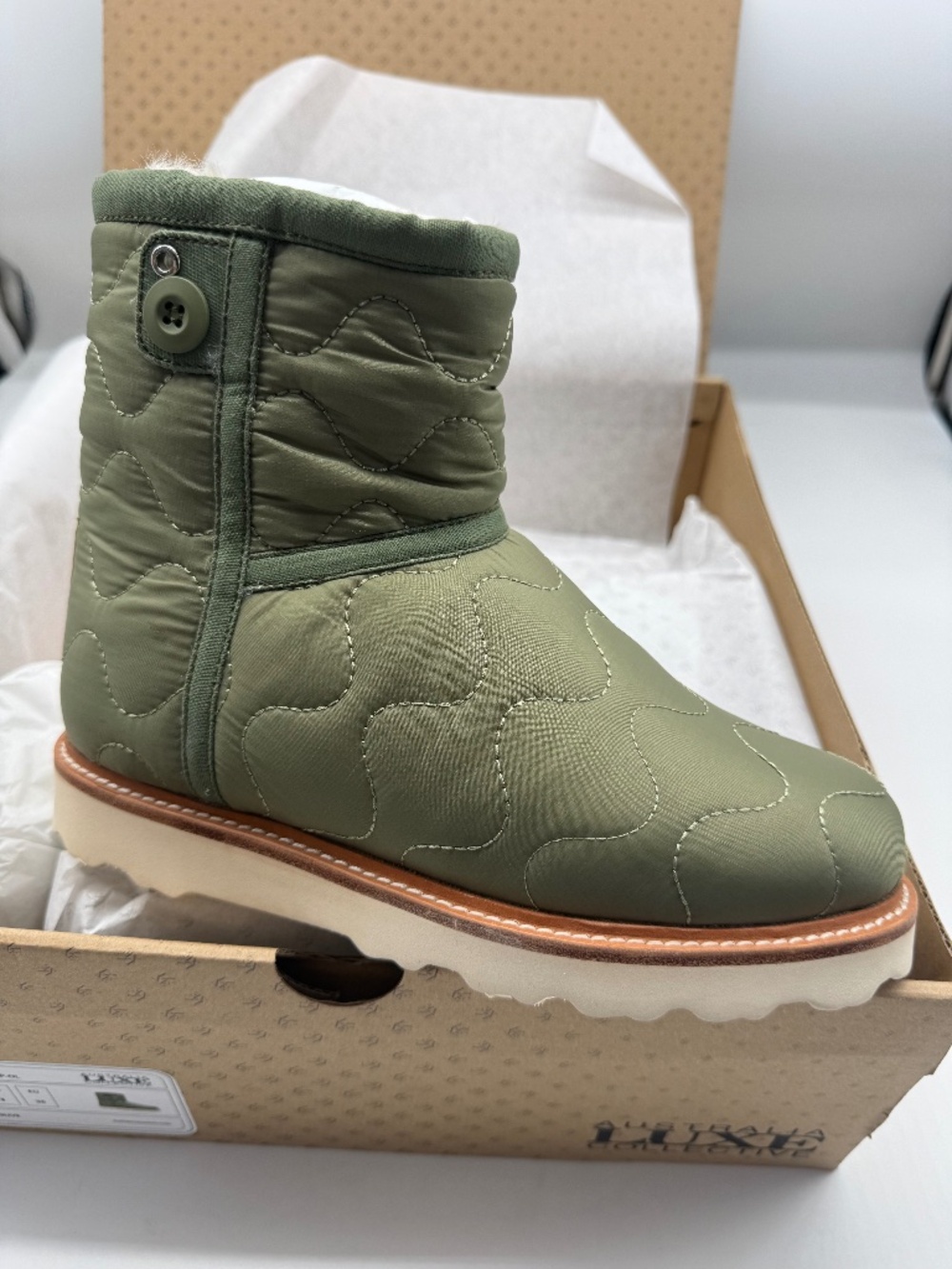 AUSTRALIA LUXE CO. WOMENS BLITZ BOOT SIZE 5 ARMY GREEN